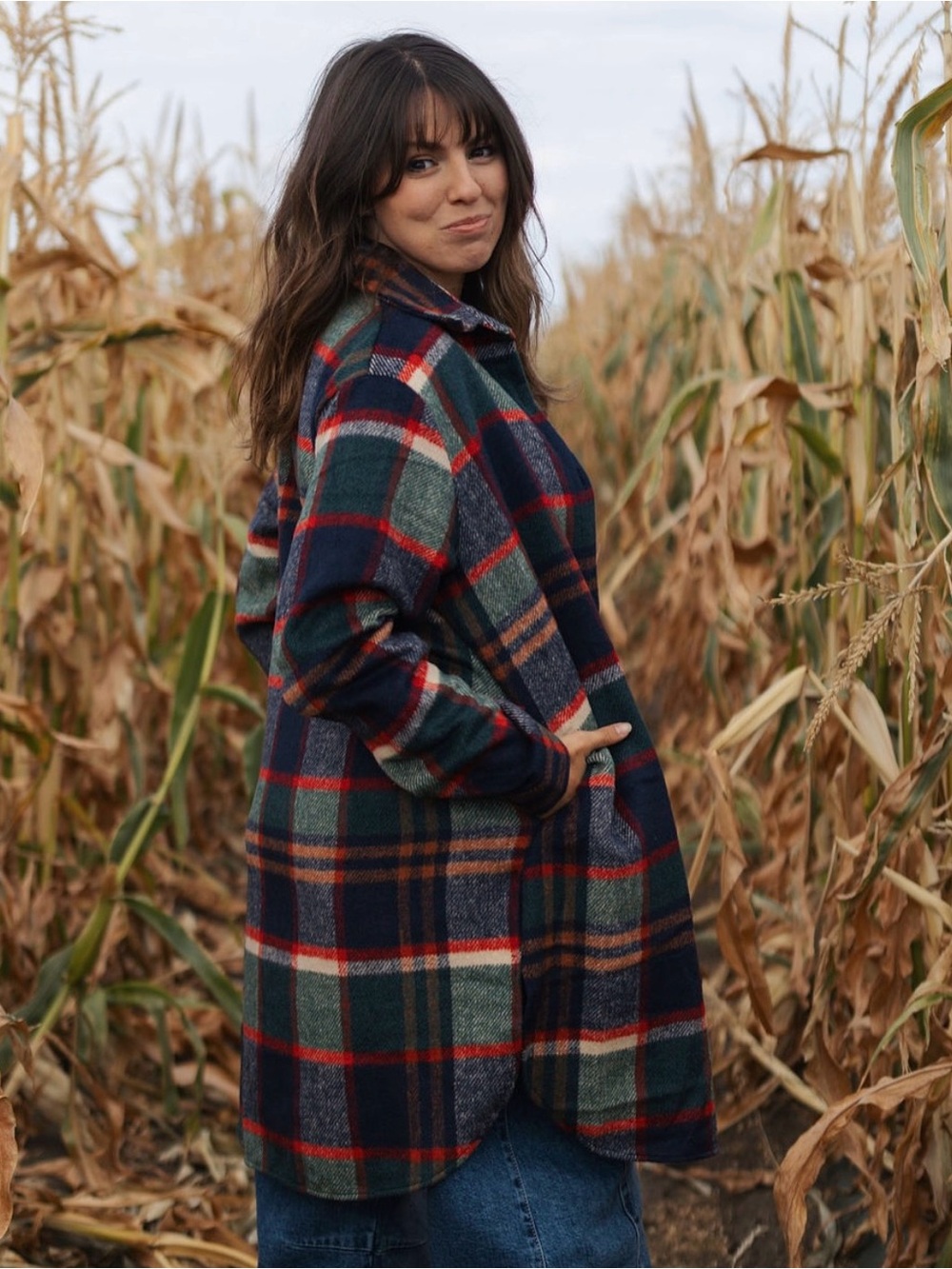 ADORA Multicolor Plaid Button-Up Shacket NWOT